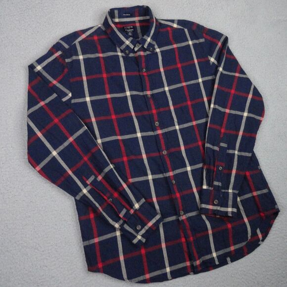 J Crew Shirt Mens Medium Blue Plaid Brushed Twill Classic Fit Button Down Preppy - Picture 2 of 12